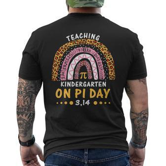 Happy Pi Day Kindergarten Math Teachers Leopard Rainbow Men's T-shirt Back Print - Monsterry