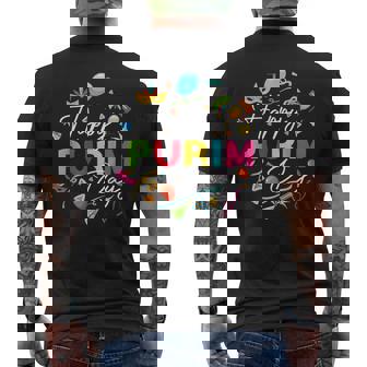 Happy Purim Day Jewish Holiday Purim Sameach Men's T-shirt Back Print - Thegiftio