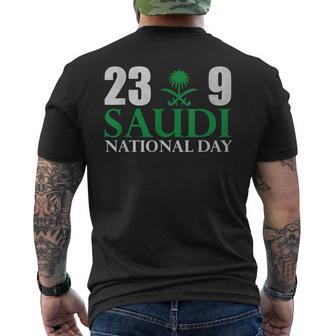 Happy Saudi Arabia Tree Swords National Day Men's T-shirt Back Print - Monsterry UK