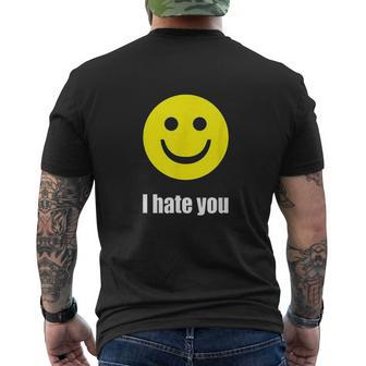 Happy Smiley I Hate You Mens Back Print T-shirt - Thegiftio UK