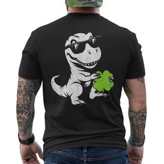 Happy St Pat-Rex Day St Patty's Day Dinosaur Monster Truck Men's T-shirt Back Print | Mazezy