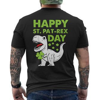 Happy St Pat T-Rex Day Dinosaur St Patrick's Day Boys Girls Men's T-shirt Back Print - Monsterry