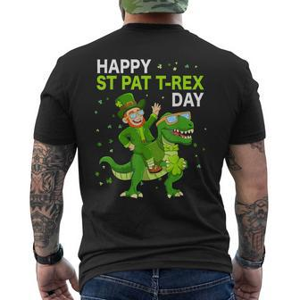 Happy St Pat Trex Day Dino St Patricks Day Kids Toddler Boys Mens Back Print T-shirt | Seseable CA