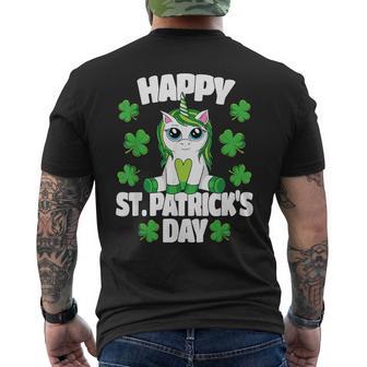 Happy St Patrick's Day Lepricorn Irish Unicorn Girls Men's T-shirt Back Print - Monsterry