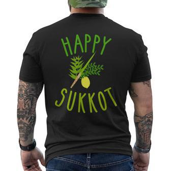 Happy Sukkot With The Four Species Jewish Israeli Men's T-shirt Back Print - Monsterry CA