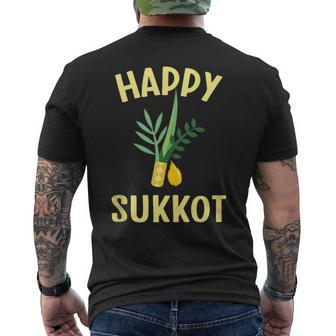 Happy Sukkot The Four Species Lulav Etrog Jewish Israeli Men's T-shirt Back Print - Monsterry DE