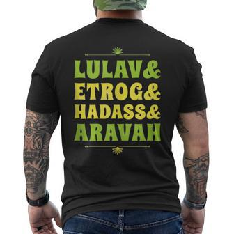Happy Sukkot Four Species Lulav & Etrog Jewish Sukkah Men's T-shirt Back Print - Monsterry