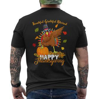 Happy Thanksgiving Dabbing Turkey Day Mens Back Print T-shirt - Thegiftio