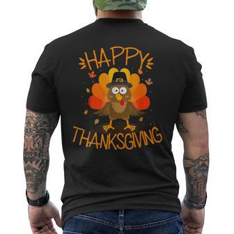 Happy Thanksgiving Turkey Happy Family Dinner Turkey Day Men's T-shirt Back Print - Seseable