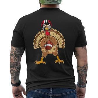 Happy Thanksgiving Turkey Playing Football Dad Boys Men's T-shirt Back Print - Monsterry