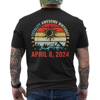 Happy Totality Solar Eclipse Awesome Birthday April 8 2024 Men's T-shirt Back Print | Mazezy