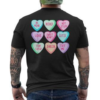 Happy Valentines Day Candy Conversation Hearts Cute Men's T-shirt Back Print | Seseable CA