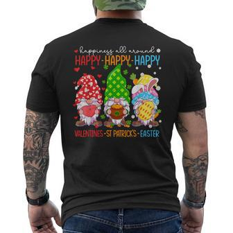 Happy Valentines St Patrick Easter Happy Holiday Gnome Men's T-shirt Back Print - Seseable