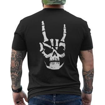 Hard Rock Skull Horn Hands Heavy Metal Gothic Men's T-shirt Back Print - Seseable