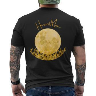 Harvest Moon Apparel For September Full Moon Phase Calendar Men's T-shirt Back Print - Seseable