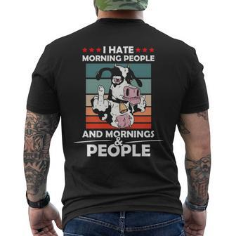 I Hate Morning People And Mornings And People Cool Cow Men's T-shirt Back Print | Mazezy
