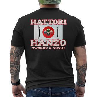 Hattori Hanzo Swords & Sushi Katana Japan Men's T-shirt Back Print - Monsterry