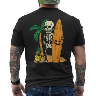 Hawaii Surfer Skeleton Cool Chill Halloween Beach Men's T-shirt Back Print | Mazezy AU