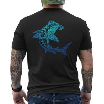 Hawaii Tribal Style Shark For Hawaiian Beach Lover Cool Men's T-shirt Back Print - Monsterry