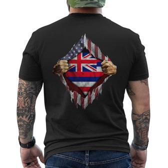 Hawaiian American Flag Hawaii Flag Men's T-shirt Back Print - Monsterry DE