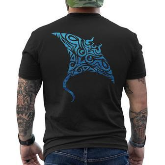 Hawaiian Manta Ray Tribal Polynesian Tattoo Pacific Stingray Men's T-shirt Back Print - Thegiftio UK