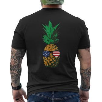 Hawaiian Pineapple American Flag Sunglasses 4Th Of July Men's T-shirt Back Print - Monsterry DE