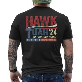 Hawk Tuah 24 Spit On That Thang Men's T-shirt Back Print - Monsterry
