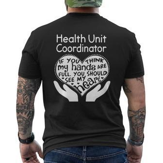 Health Unit Coordinator Full Heart Job Mens Back Print T-shirt - Thegiftio UK