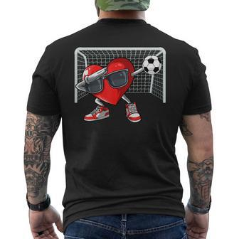 Heart Dab Valentines Day Soccer Player Lover For Boys Men's T-shirt Back Print | Mazezy
