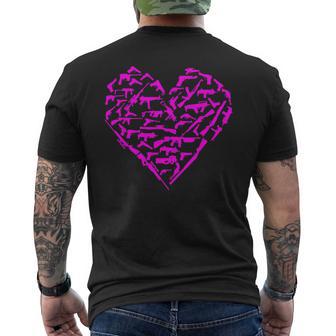 Heart Gun Love Guns Pro Guns Valentine's Day Firearms Men's T-shirt Back Print - Monsterry