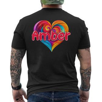 I Heart Love Amber First Name Colorful Named Men's T-shirt Back Print - Seseable