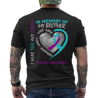 Heart In Memory Of My Brother Suicide Awareness Prevention Mens Back Print T-shirt - Thegiftio UK
