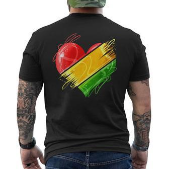 Heart In Pan African Colors Celebrate Afro American Heritage Men's T-shirt Back Print - Seseable