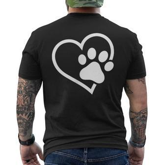 Heart With Paw For Cat Or Dog Lovers Men's T-shirt Back Print - Seseable