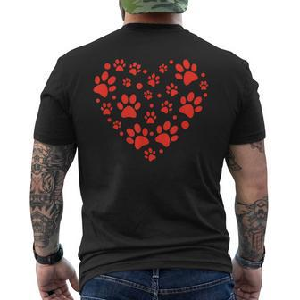 Heart Paw Print Valentines Cute Dog Love Doggie Puppy Lover Men's T-shirt Back Print - Thegiftio UK