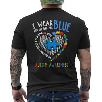 Heart I Wear Blue For My Brother Autism Awareness Month Men's T-shirt Back Print - Monsterry UK