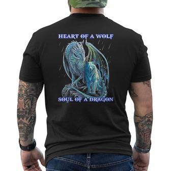 Heart Of Wolf Soul Of A Dragon Men's T-shirt Back Print - Thegiftio UK