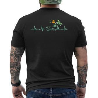 Heartbeat Palm Tree Retro Tropical Beach Island Trees Men's T-shirt Back Print | Mazezy