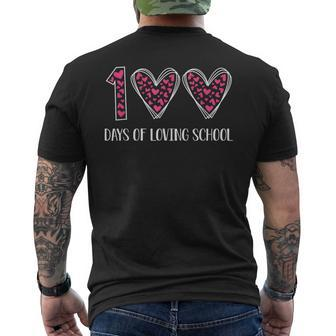 Hearts 100 Days Of Loving School 100Th Day Of School Teacher Men's T-shirt Back Print - Seseable