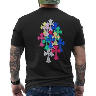 Hearts Multicolor Cross Cemetery Men's T-shirt Back Print - Monsterry CA