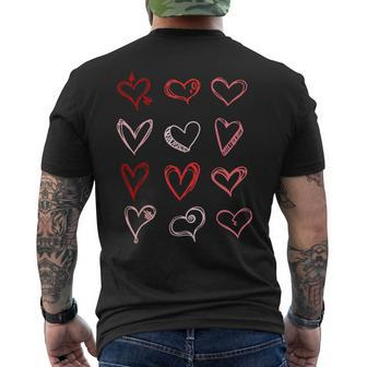 Hearts Pattern Valentines Day Cute Love V-Day Pajama Men's T-shirt Back Print - Monsterry