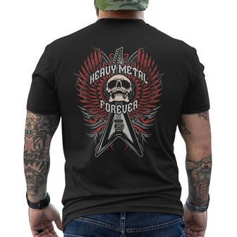 Heavy Metal Forever Skull Guitar Wings Metalhead Musician Men's T-shirt Back Print - Monsterry UK
