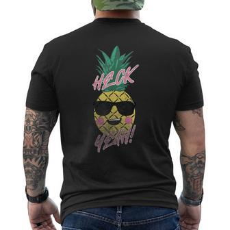Heck Yeah Tropical Pineapple In Sunglasses Men's T-shirt Back Print - Monsterry