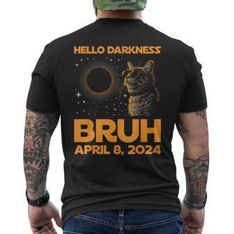 Hello Darkness Bruh Cat Lover Solar Eclipse April 08 2024 Men's T-shirt Back Print - Thegiftio UK