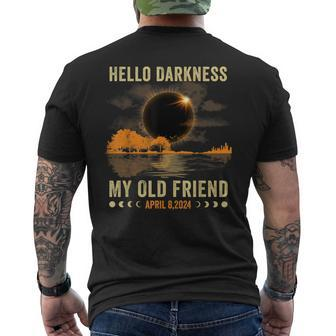 Hello Darkness My Friend Solar Eclipse April 8 2024 Men's T-shirt Back Print - Thegiftio UK