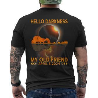 Hello Darkness My Friend Solar Eclipse April 8 2024 Men's T-shirt Back Print - Monsterry UK