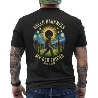 Hello Darkness My Old Friend Bigfoot Solar Eclipse 2024 Men's T-shirt Back Print | Mazezy