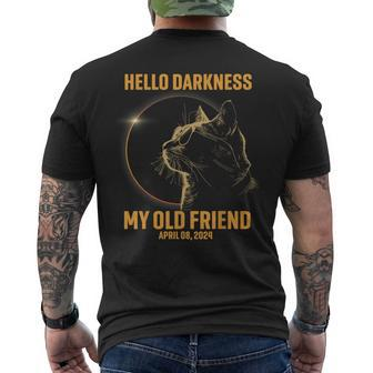 Hello Darkness My Old Friend Cat Solar Eclipse April 08 2024 Men's T-shirt Back Print | Mazezy