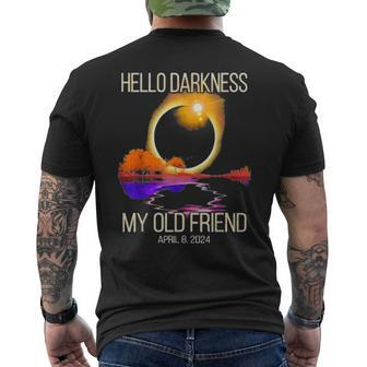 Hello Darkness My Old Friend Eclipse Solar April 08 2024 Men's T-shirt Back Print - Thegiftio UK