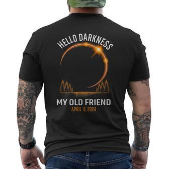 Hello Darkness My Old Friend Total Solar Eclipse 2024 Men's T-shirt Back Print | Mazezy